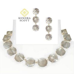 Kendra Scott NWT 2 Piece Jolie Gray Illusion 14K GP Statement Necklace/Earrings